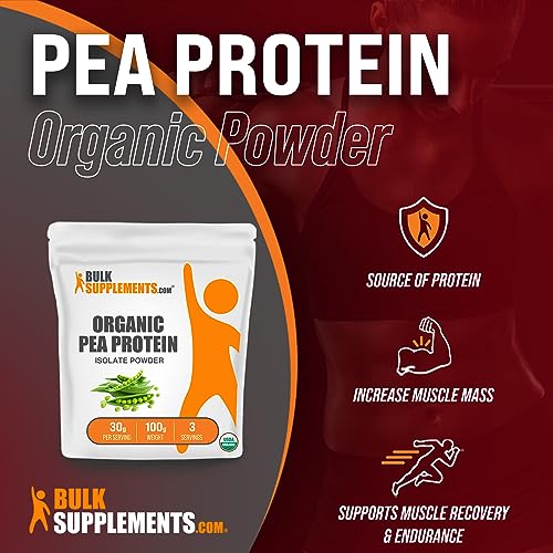 BULKSUPPLEMENTS.COM Pea Protein Isolate Powder - Unflavored, No Sugar Added, Plant Based Protein Powder - Vegetarian & Vegan, 21g of Protein - 30g per Serving (100 Grams - 3.5 oz)