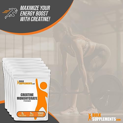BULKSUPPLEMENTS.COM Nutritional Supplement, Creatine Monohydrate Powder - Unflavored, Pure and Micronized Creatine Supplement - 5g of Creatine Powder per Serving, Gluten Free, 176.19 Ounce