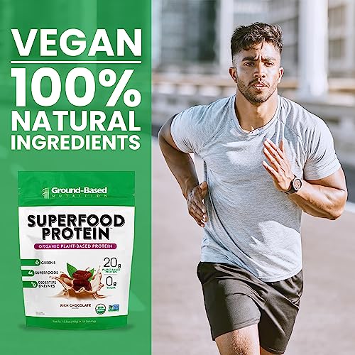 Superfood Protein, Plant-Based Protein Powder – Superfood + Greens for Immune Support – Lean, Organic, Vegan, Keto, Paleo, Lactose-Free, No Sugar, Low Calorie Protein Powder, Non-GMO, Gluten Free