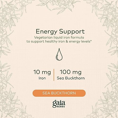 Gaia Herbs Plant Force Liquid Iron - Vegetarian Iron Supplement to Help Maintain Healthy Iron & Energy Levels - with Star Anise, Sea Buckthorn, Beet Root, Dandelion & Nettle - 16 Fl Oz (47 Servings)