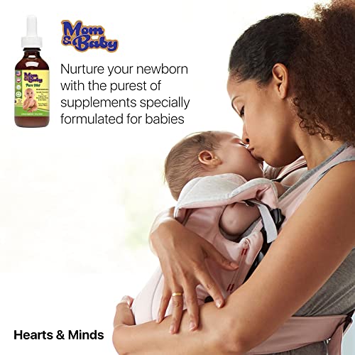 Mom & Baby Pure Liquid DHA Oil Drops - Prenatal and Infant Vitamin Supplement - Vegan & Vegetarian DHA Supplements, Organic, Non-GMO - Pre-Conception, Pregnancy & Breastfeeding Supplement Drops - 60mL
