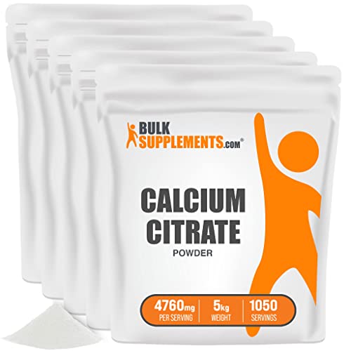 BulkSupplements.com Calcium Citrate Powder - Calcium Citrate Supplement - Calcium Powder Supplement - Calcium 1000mg - Calcium Supplement - 4760mg (1000mg Calcium) per Serving (5 Kilograms - 11 lbs)