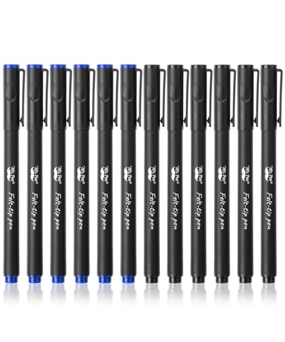Mr. Pen- Felt Tip Pens, Pack of 12, Black & Blue, Fast Dry, Fine Point Pens Black Felt Tip Pens, Bible Journaling Pens, Felt Pens, Planner Markers, Pens for Journaling, Colored Pen, Colorful Pens