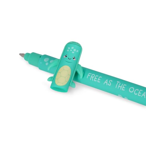 Legami - Set of 3 Erasable Gel Pens, Under the Sea, Pens with Thermosensitive Erase Ink, Turquoise, Black, Purple, Erasable Pen Marine, Erasable Pen Without Consuming the Sheet, 0.7mm Tip