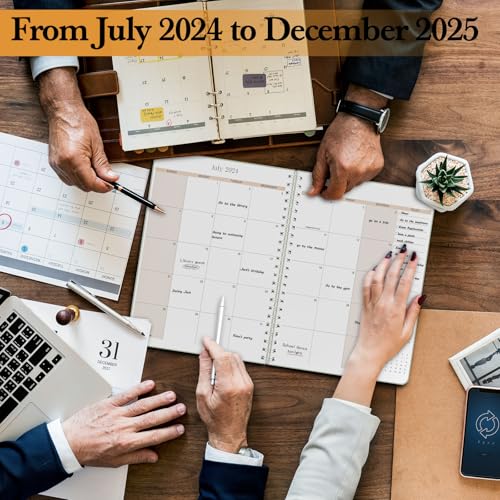 Monthly Planner July 2024 - Dec 2025, B5 (7" x 9"), Includes Monthly Calendar and Weekly Calendar, Simple Calendar Planner Notebook Soft PVC Cover, Suitable for Schools & Offices, Green