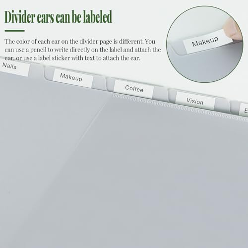 MultiBey A4 Binder Pockets Dividers with Pockets Plastic 6-Ring Binder Divider Bags, Sturdy 3 Holes 5-Tab Dividers Inserts for Journal, Loose Leaf Planner Office, School and Home Supplies (A4-Grey)