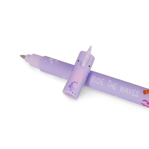 Legami - Set of 3 Erasable Gel Pens, Under the Sea, Pens with Thermosensitive Erase Ink, Turquoise, Black, Purple, Erasable Pen Marine, Erasable Pen Without Consuming the Sheet, 0.7mm Tip