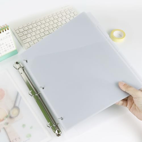 MultiBey A4 Binder Pockets Dividers with Pockets Plastic 6-Ring Binder Divider Bags, Sturdy 3 Holes 5-Tab Dividers Inserts for Journal, Loose Leaf Planner Office, School and Home Supplies (A4-Grey)