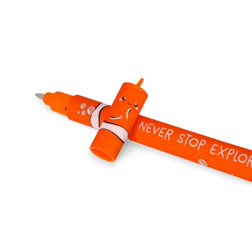 Legami - Set of 3 Erasable Gel Pens, Under the Sea, Pens with Thermosensitive Erase Ink, Turquoise, Black, Purple, Erasable Pen Marine, Erasable Pen Without Consuming the Sheet, 0.7mm Tip