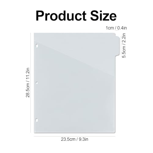 MultiBey A4 Binder Pockets Dividers with Pockets Plastic 6-Ring Binder Divider Bags, Sturdy 3 Holes 5-Tab Dividers Inserts for Journal, Loose Leaf Planner Office, School and Home Supplies (A4-Grey)