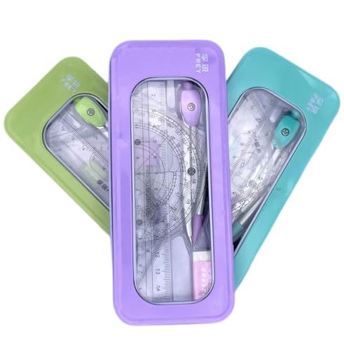 Compass Set, Triangle Ruler, Protractor, Eraser, Ruler, Compass, Refill, Stationery, Convenient to Carry, Highly Practical, Drafting, Drawing Tool, Math, Middle School, Elementary School Students,