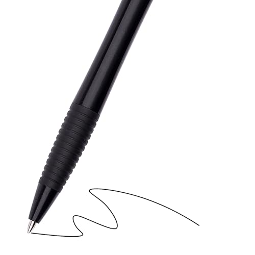 Sikao Black Pens Bulk Gripped Slimster Retractable Ballpoint Pen Medium Point Black ink Smooth Writing Pens for Journaling (60Pack)