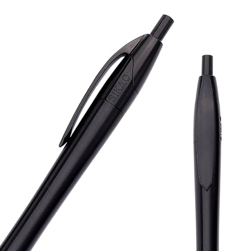 Sikao Black Pens Bulk Gripped Slimster Retractable Ballpoint Pen Medium Point Black ink Smooth Writing Pens for Journaling (60Pack)