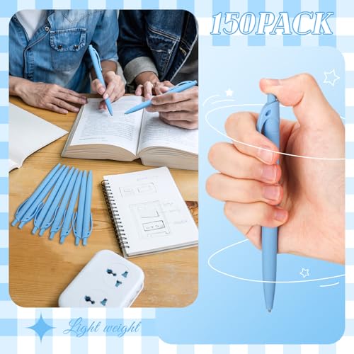 Fulmoon 150 Pcs No Bleed Click Pens Bulk Retractable Ballpoint Pens 1.0 mm Medium Point Smooth Ink Pens Bulk(Blue)