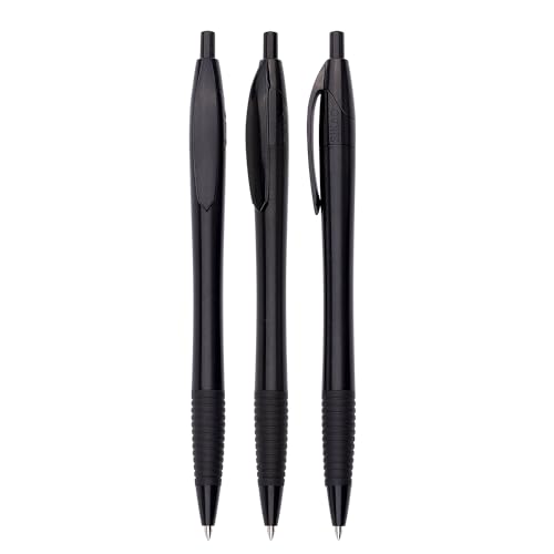 Sikao Black Pens Bulk Gripped Slimster Retractable Ballpoint Pen Medium Point Black ink Smooth Writing Pens for Journaling (60Pack)