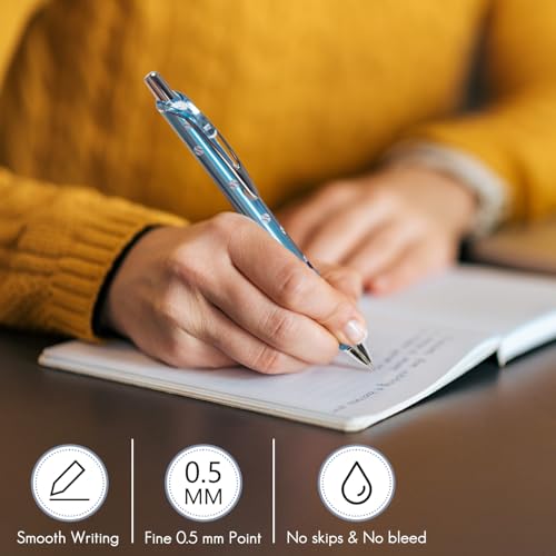 Aisibeiger Gel Pens Fine Point 0.5mm Black Ink Gel Pen Retractable Cute Pens for Smooth Writing School Office Supplies (24-count)