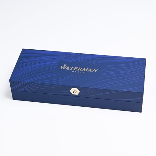 WATERMAN 2202914 Metropolitan Essential Ballpoint Pen Black Blue CT Fine Point, Oil-based, Gift Boxed, Luxury Authentic Imported