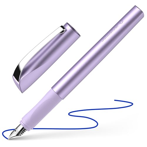 Schneider Ceod Shiny 168656 Fountain Pen (Right and Left-Handed Users, M Nib, Includes Ink Cartridge Royal Blue) Purple