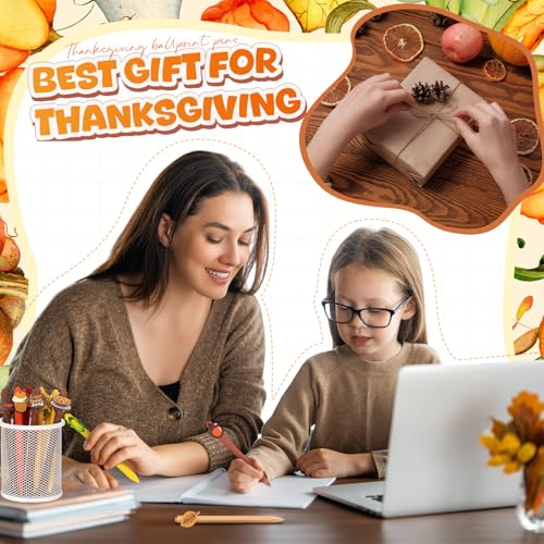 Engrowtic 24 Pcs Cute Pens Cartoon Pens Funny Pen Writing Kawaii Ballpoint Pens Retractable Black Ink Pens Birthday Party Gifts for Kids Students Office Supplies School Stationery (Thanksgiving)