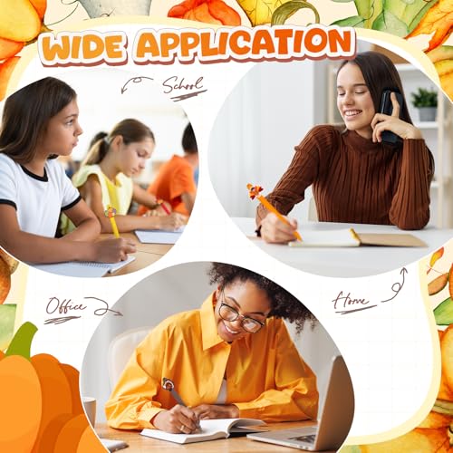 Engrowtic 24 Pcs Cute Pens Cartoon Pens Funny Pen Writing Kawaii Ballpoint Pens Retractable Black Ink Pens Birthday Party Gifts for Kids Students Office Supplies School Stationery (Thanksgiving)