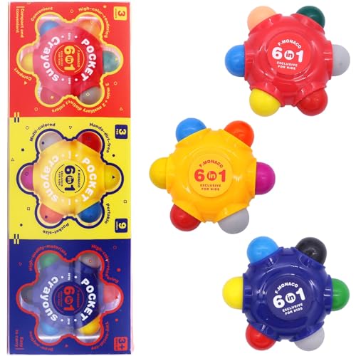 Lebze 9 Colors Crayons with Eraser for Toddlers, Easy to Hold Non Toxic for Kids Ages 2-4, 3 Pocket Crayons, Safe for Baby and Children Art School Supplies Flower Monaco