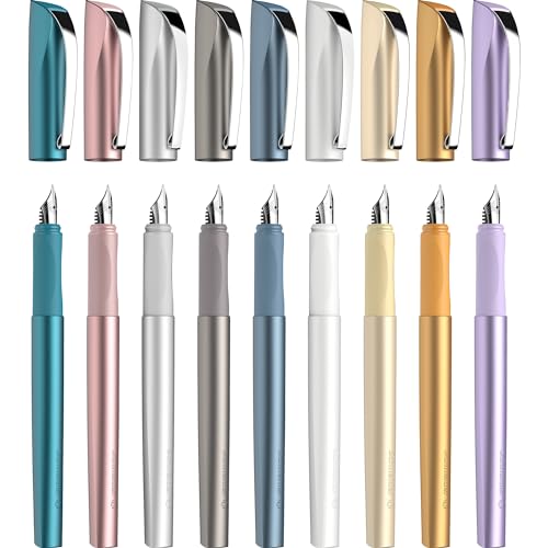 Schneider Ceod Shiny 168656 Fountain Pen (Right and Left-Handed Users, M Nib, Includes Ink Cartridge Royal Blue) Purple