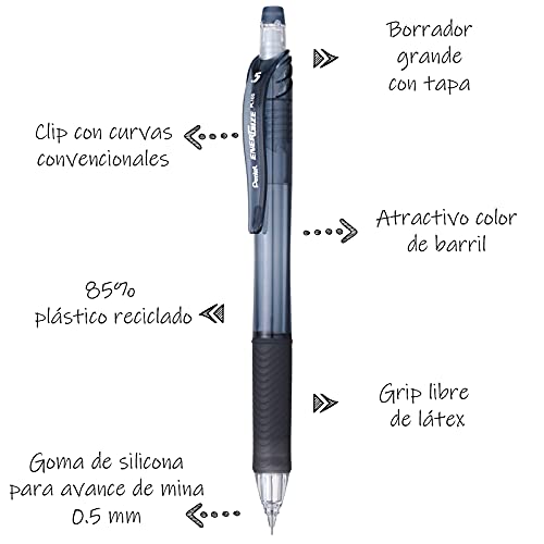 Pentel EnerGize-X Mechanical Pencil 0.5mm Black Barrel, Box of 12 (PL105A) (Pack of 2)