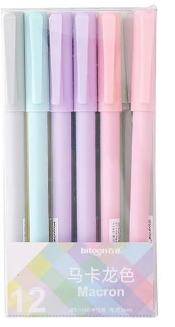 EooUooIP Gel Ink Pens, 12 Pcs 0.5mm Smooth Writing Pens Refillable Gel Ink Rolling Ball Pen for Kids Adults Note Writing Planning Project