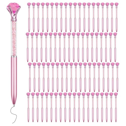 Crystal Pens Bulk, Big Bling Diamond Ballpoint Black Gel Ink Pen, Rhinestone Bridal Shower Cute Pretty Fancy Glitter Neutral Pens Office School Supplies for Women Students Teacher (Deep Purple60 Pcs)