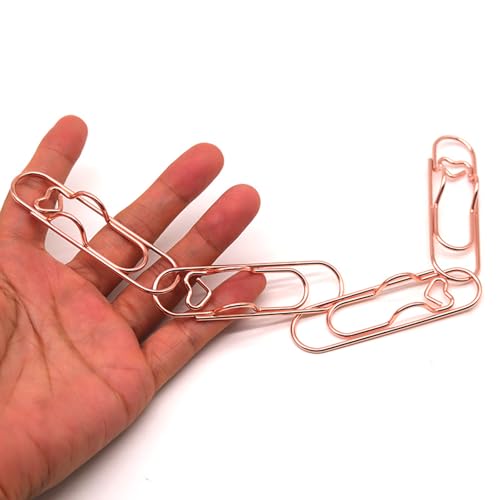 NELJIBEHU 12-Pack Pen Holder Clips for Notebook, Cute Heart Paper Clips,Rose Gold Office Supplies(12 Rose Gold)