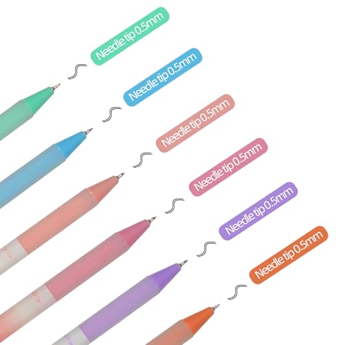 EooUooIP Gel Ink Pens, 6 PCs 0.5mm Gel Pens Fine Point Black Ink Pens With Smooth Wirting Qucik Dry Pens for Journalin Cute Nice Aesthetic Pens Office School Supplies Gifts Adults Teens