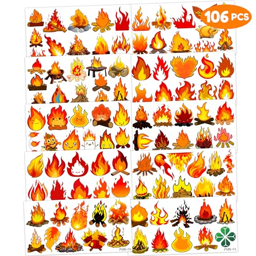 106 PCS Fire Camp Temporary Tattoos for Parties