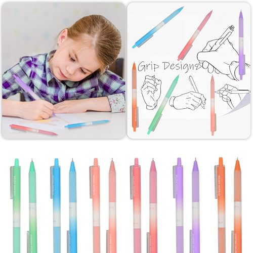 EooUooIP Gel Ink Pens, 6 PCs 0.5mm Gel Pens Fine Point Black Ink Pens With Smooth Wirting Qucik Dry Pens for Journalin Cute Nice Aesthetic Pens Office School Supplies Gifts Adults Teens
