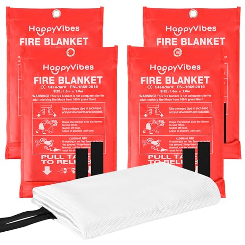 HappyVibes 4-Pack Emergency Fire Blankets 40"x40