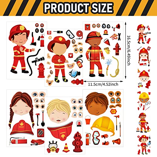 48 Pcs Firefighter Face Stickers for Kids