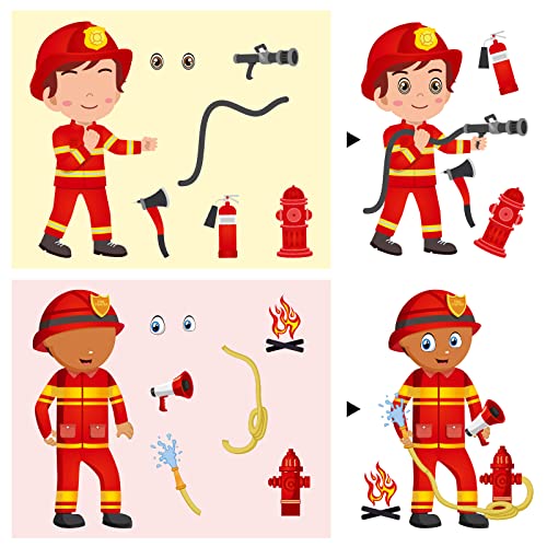 48 Pcs Firefighter Face Stickers for Kids