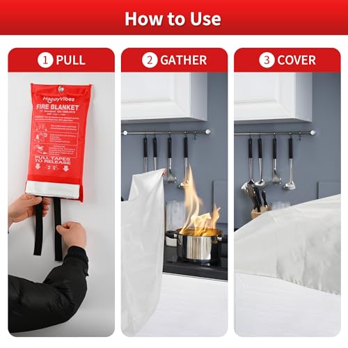 HappyVibes 4-Pack Emergency Fire Blankets 40"x40