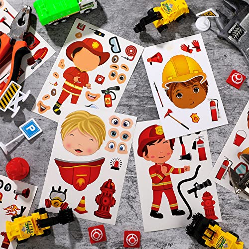 48 Pcs Firefighter Face Stickers for Kids