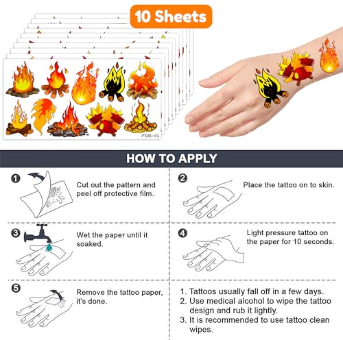 106 PCS Fire Camp Temporary Tattoos for Parties