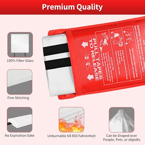 HappyVibes 4-Pack Emergency Fire Blankets 40"x40