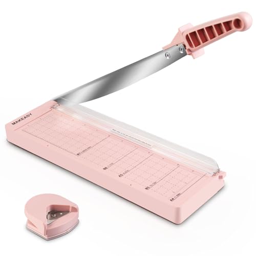 MAKEASY 12-Inch Heavy Duty Paper Cutter, Pink