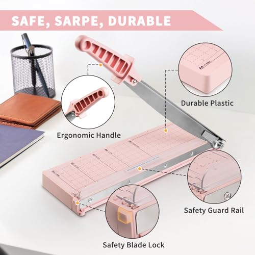 MAKEASY 12-Inch Heavy Duty Paper Cutter, Pink