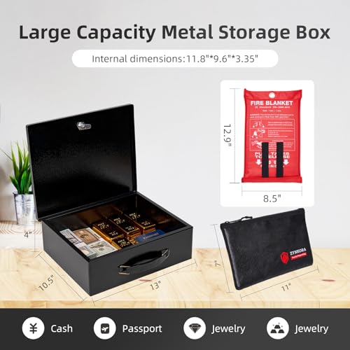 Fireproof Document Box and Money Bag Set