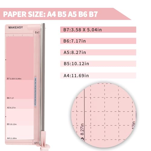 MAKEASY 12-Inch Heavy Duty Paper Cutter, Pink