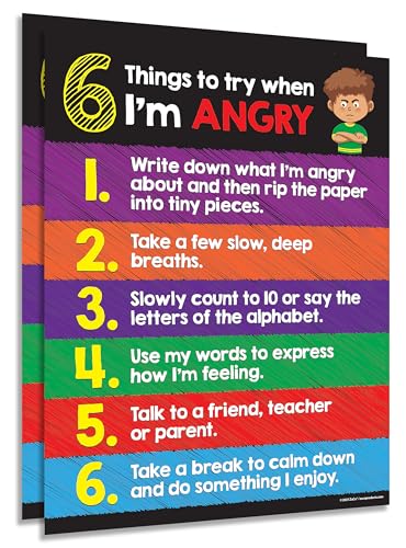 Anger Management Posters for Kids - 2 Pack