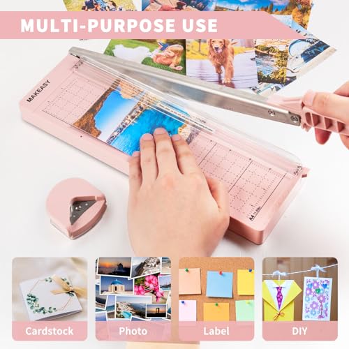 MAKEASY 12-Inch Heavy Duty Paper Cutter, Pink