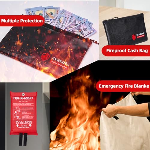 Fireproof Document Box and Money Bag Set