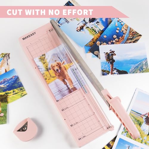 MAKEASY 12-Inch Heavy Duty Paper Cutter, Pink