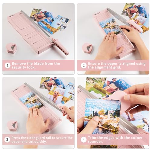 MAKEASY 12-Inch Heavy Duty Paper Cutter, Pink