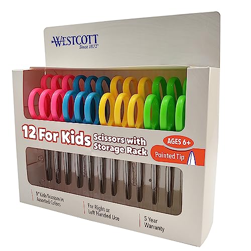 Westcott Kids' Safety Scissors, Assorted, 12 Pack